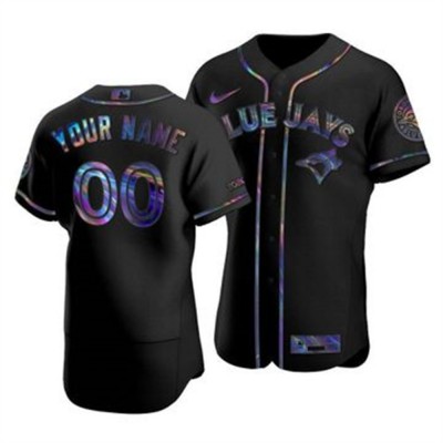 Toronto Blue Jays Custom Men's Nike Iridescent Holographic Collection MLB Jersey Black
